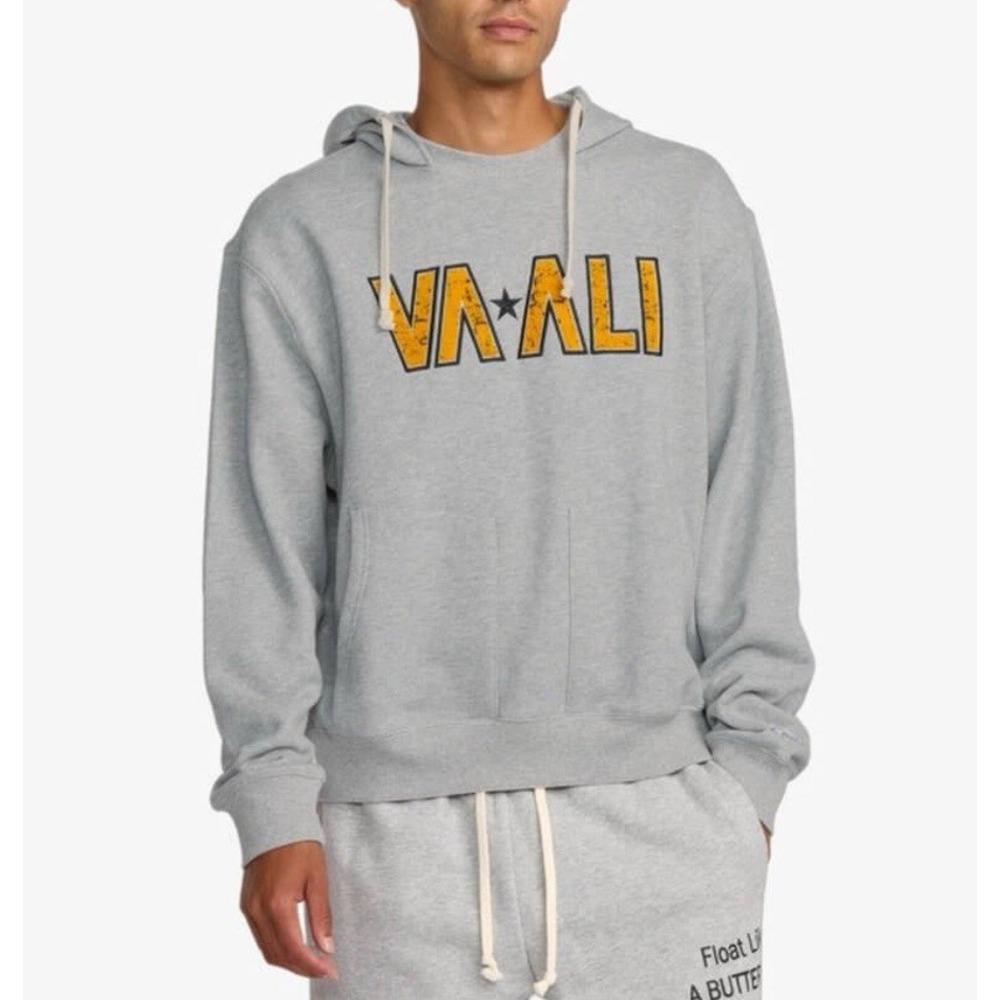 RVCA VA X Muhammad Ali Grey Pullover Hoodie Men's Medium Boxing Streetwear NWOT